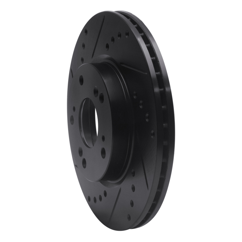 Acura ILX Brake Rotor (1) - Front Left - R1 Concepts - Drilled & Slotted - Black - `03-`17